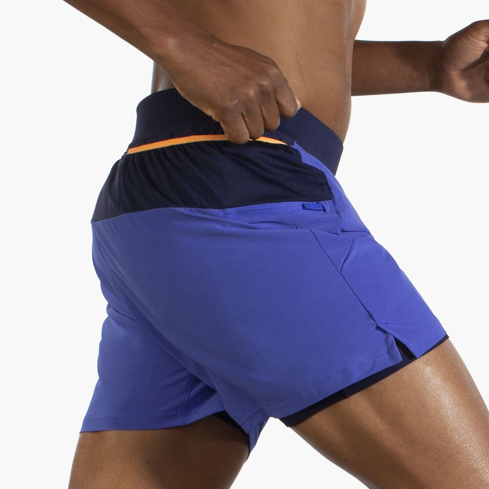 Brooks Sherpa 5" 2-in-1 Short - Amparo Blau/Marineblau/Fluororange