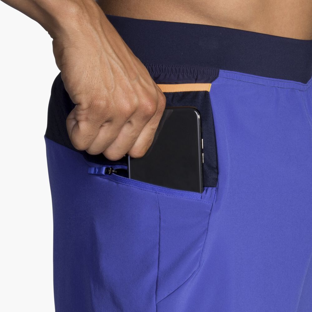 Brooks Sherpa 5" 2-in-1 Short - Amparo Blau/Marineblau/Fluororange