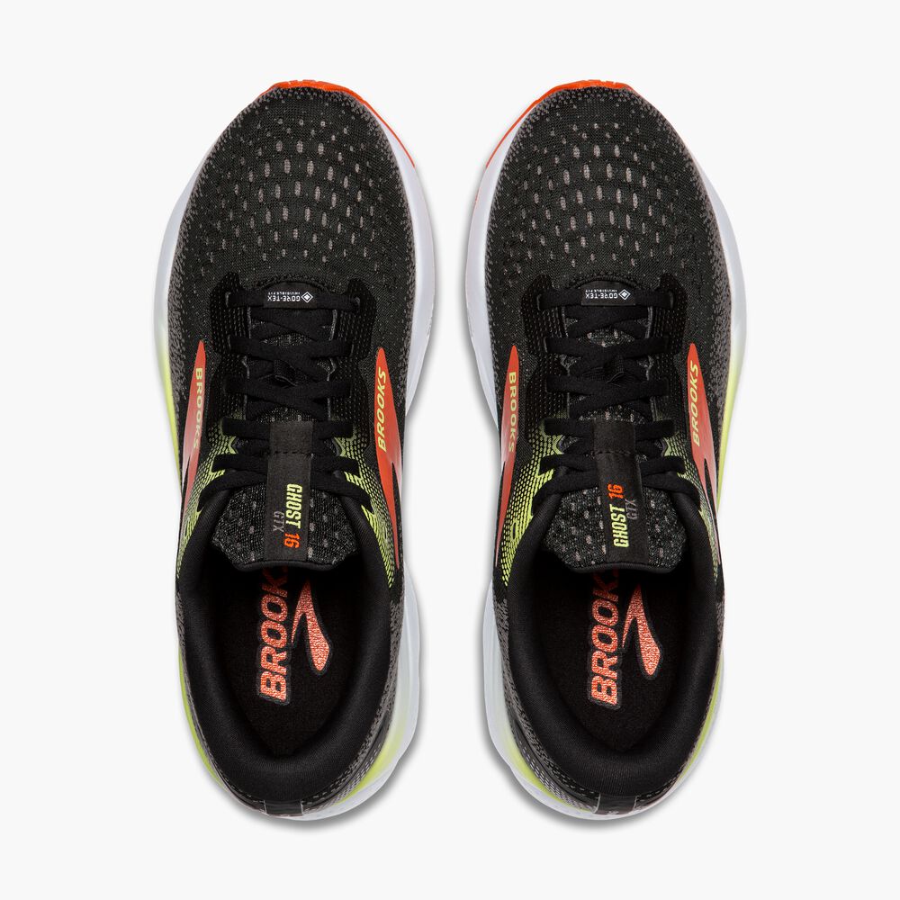 Brooks Ghost 16 GTX - Schwarz/Mandarinenrot/Grün