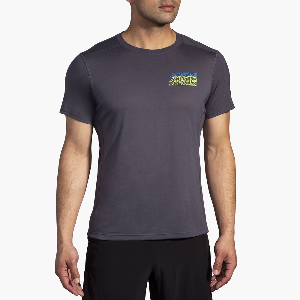 Brooks Distance Short Sleeve 3.0 - Asphalt/BR Stack