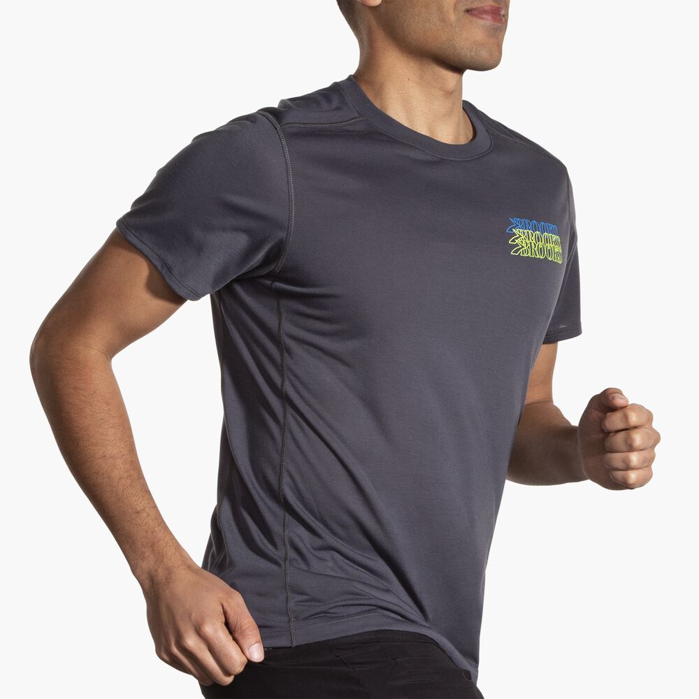 Brooks Distance Short Sleeve 3.0 - Asphalt/BR Stack