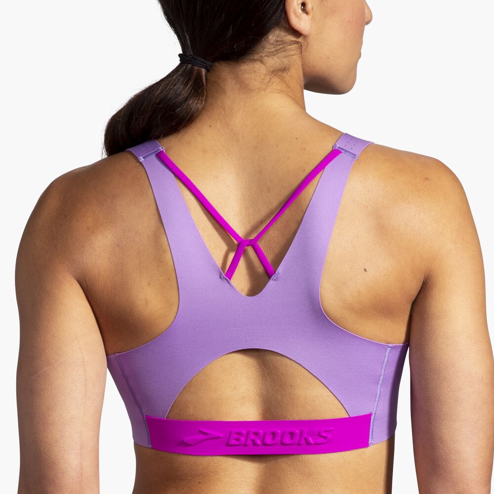 Brooks Dare V Neck Run Bra - Heliotrop/Magenta