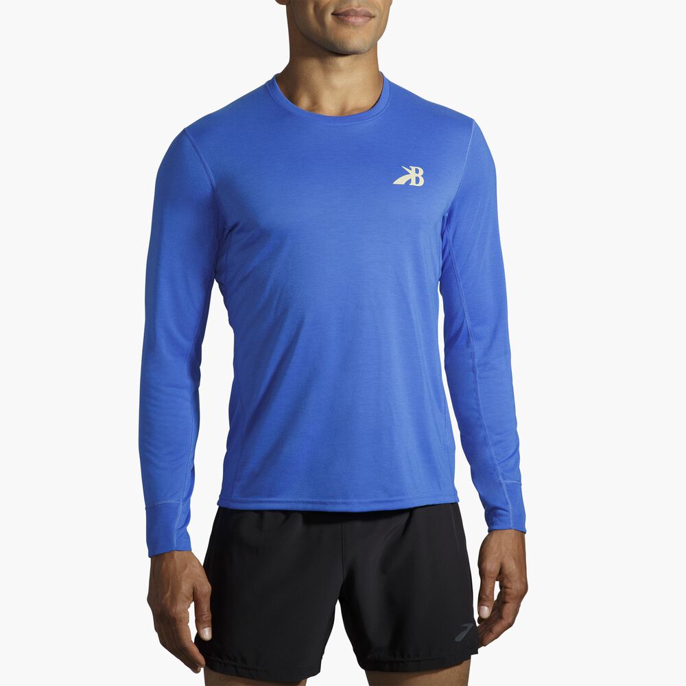 Brooks Distance Graphic Long Sleeve - Heather Bluetiful/Medallion