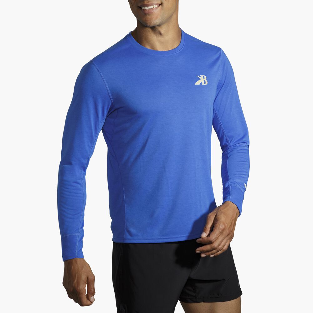 Brooks Distance Graphic Long Sleeve - Heather Bluetiful/Medallion