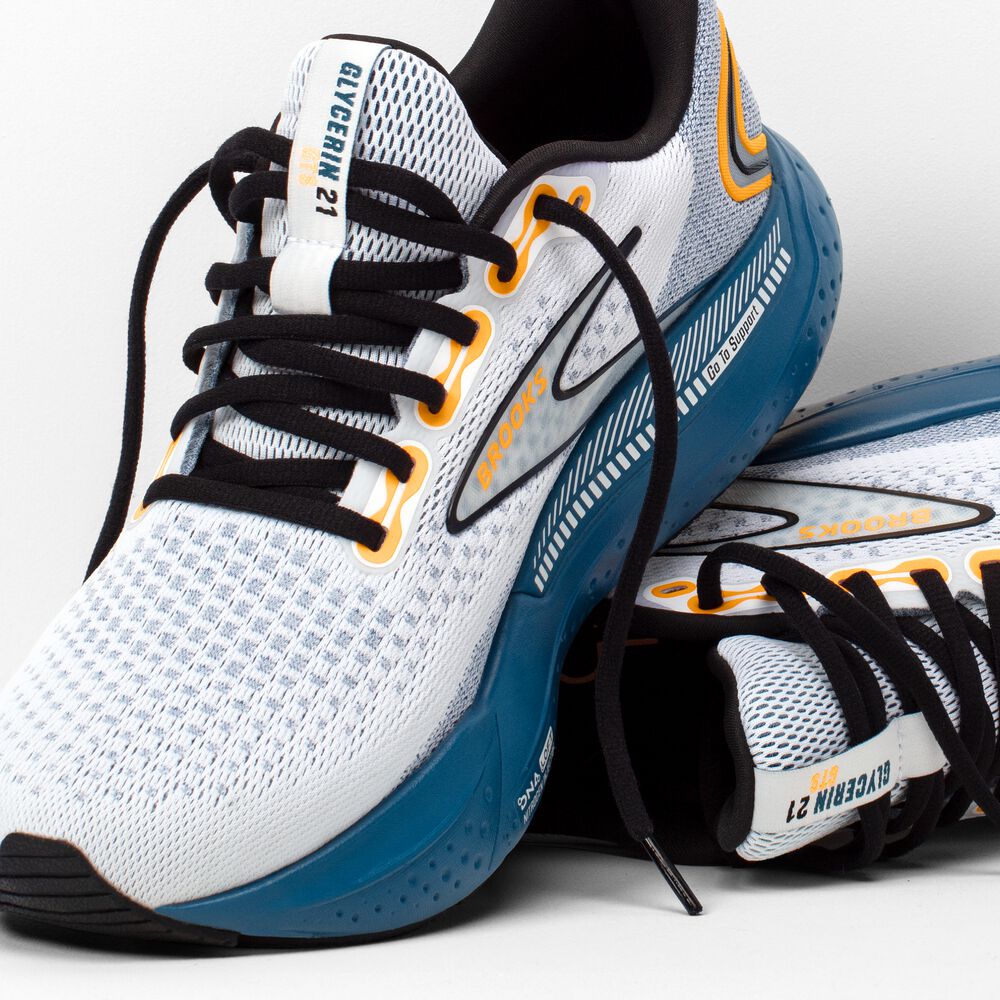 Brooks Glycerin GTS 21 - Weiß/Saphir/Orange