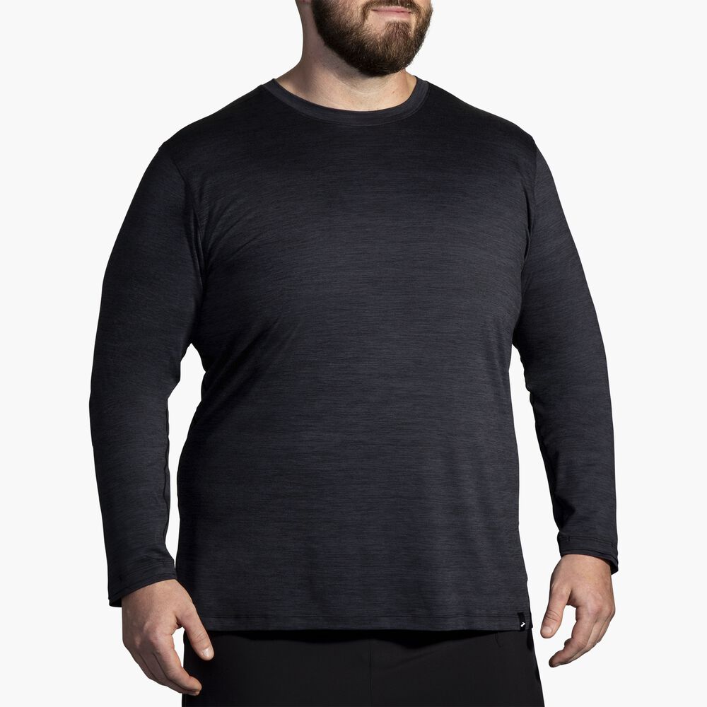 Brooks Luxe Long Sleeve - Htr Deep Black