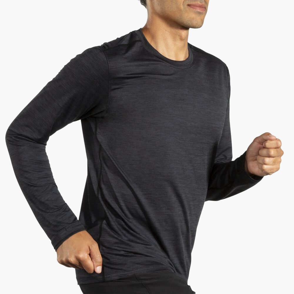 Brooks Luxe Long Sleeve - Htr Deep Black